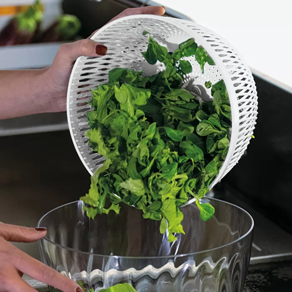 Guzzini Salad Spinner and Store 26 cm Olive Green - Made in Italy Inside
