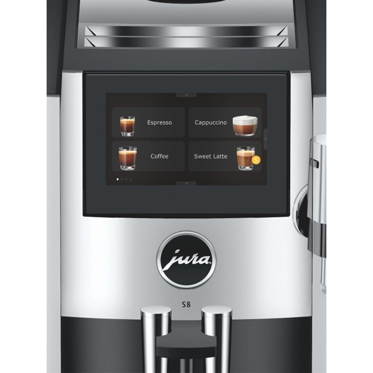 Jura S8 Chrome Espresso Machine Latest Model #15653 NAB Screen