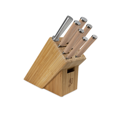 Shun Cutlery Premier Blonde 8-Piece Starter Block Set TDMS0808W - Made in Japan Block