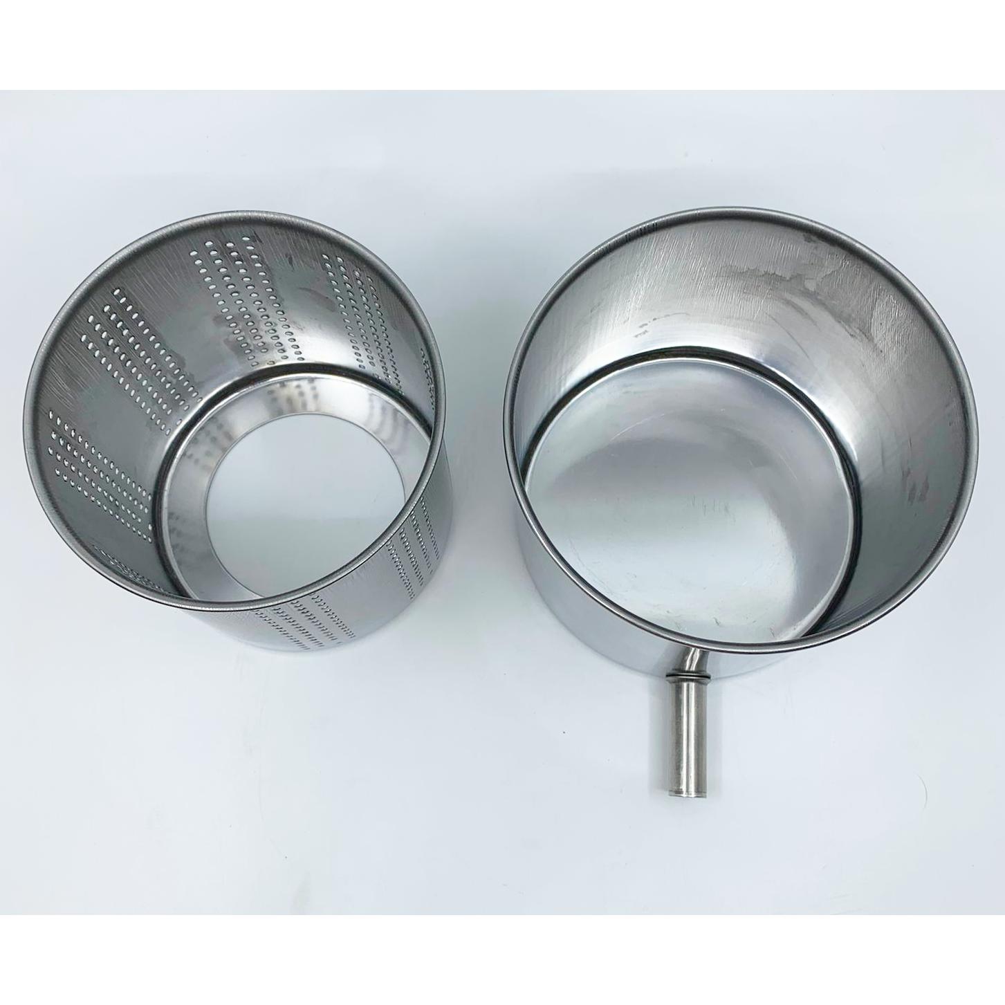 Small Vegetable / Fruit Press 5" - 2 Litre Torchietto Made in Italy Baskets (Perforated and Solid) Inside View