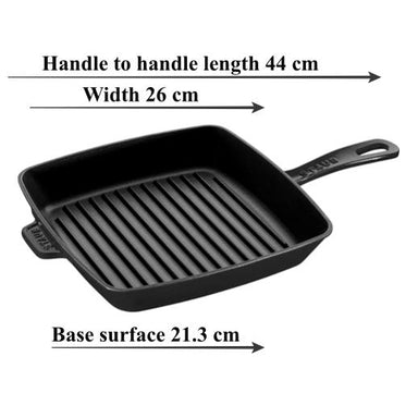 Staub Grenadine Square American Grill Pan 26 cm Dimensions