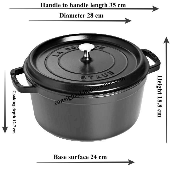 Staub Dark Blue Round 28 cm Dimensions